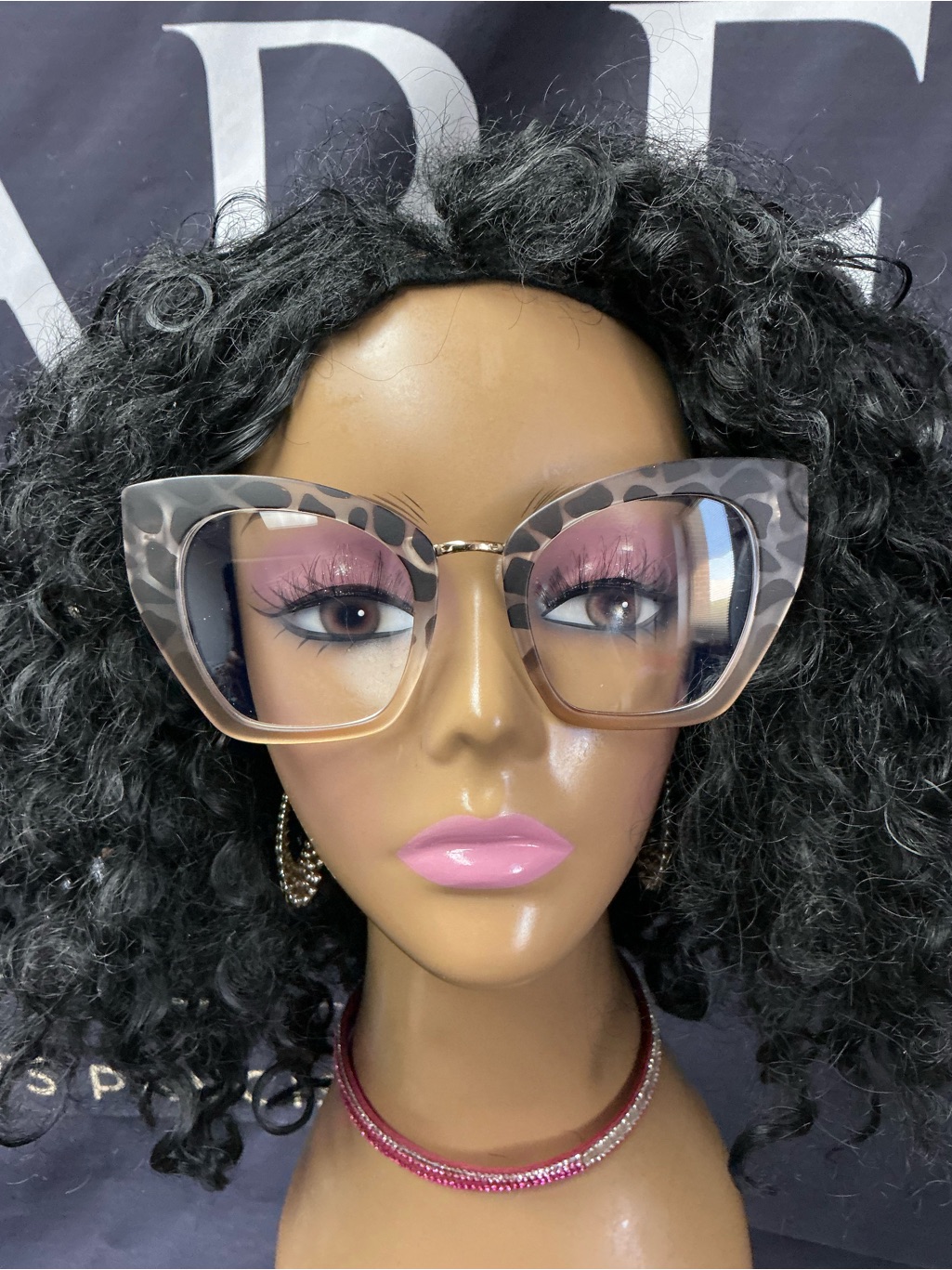 Fashion Cat-Eye Leopard Print Oversized Glasses - Pink Accent